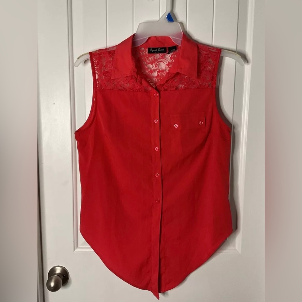 Speed Limit mph Orange Sleeveless top
